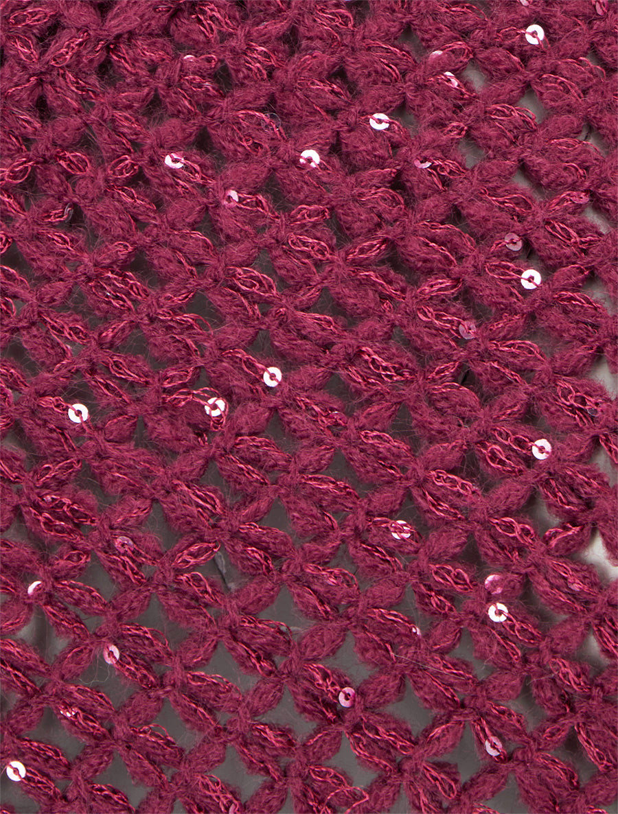 Poncho asymétrique à détail sequins - Prune - 3