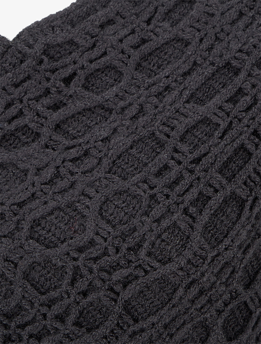 Poncho asymétrique uni à franges - Noir - 3