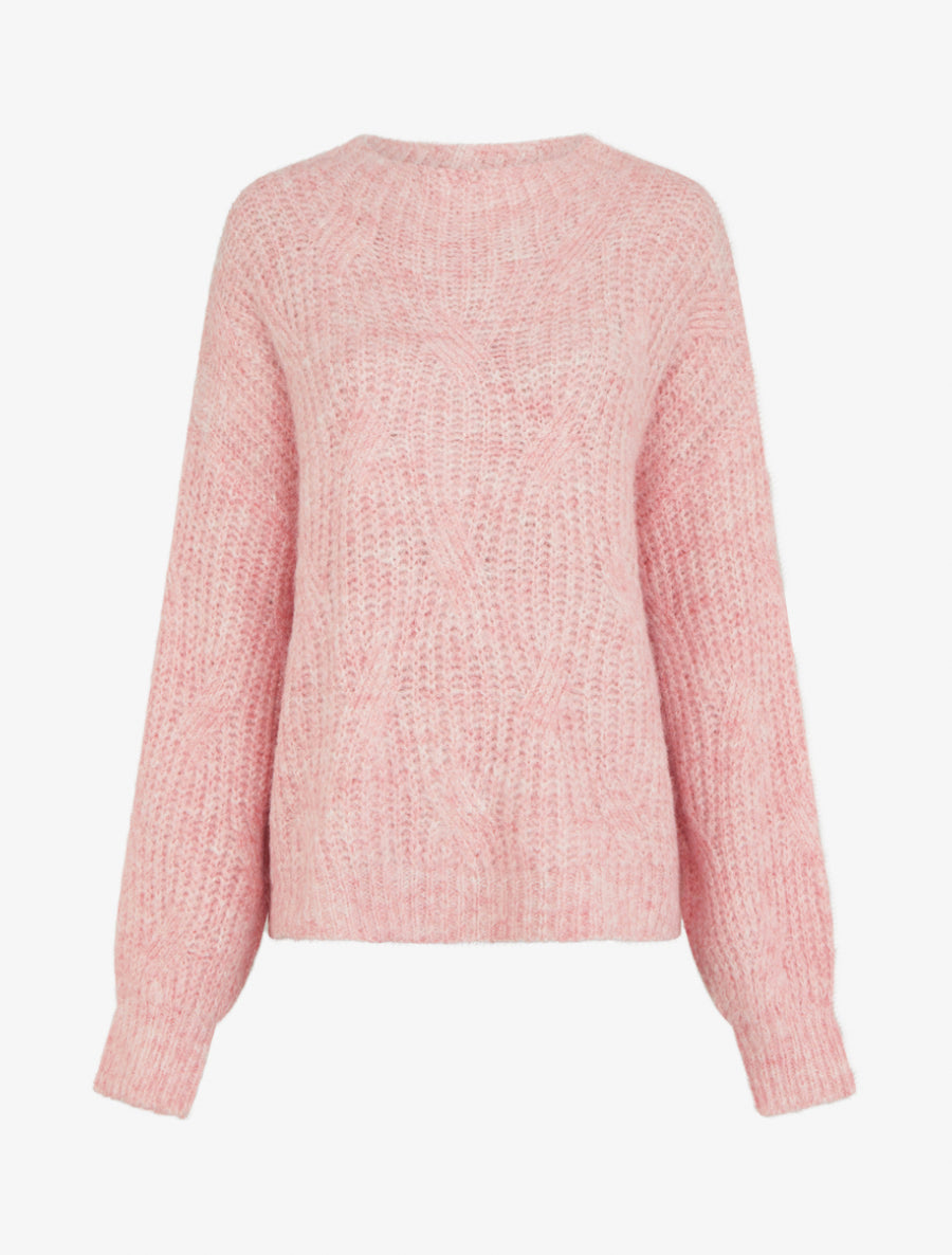 Pull uni en maille à détail irisé - Rose - 1