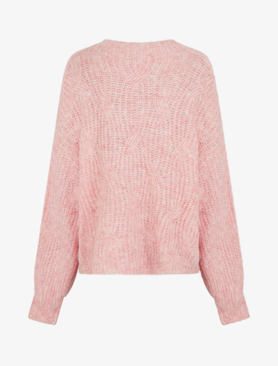 Pull uni en maille à détail irisé - Rose - 2