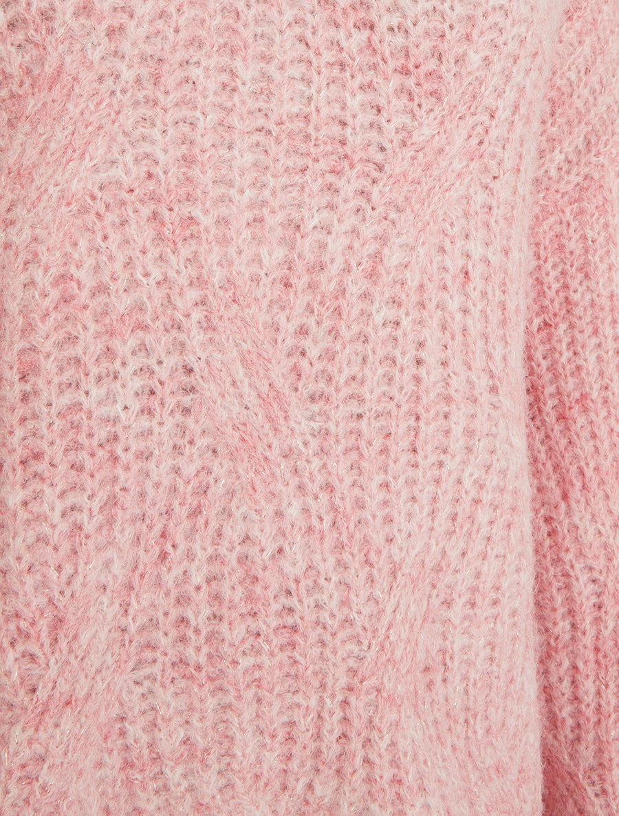 Pull uni en maille à détail irisé - Rose - 3