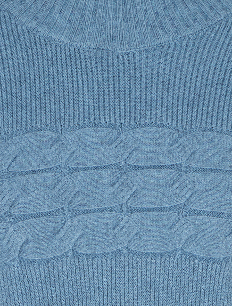 Pull ajusté à col montant et liens aux poignets - Bleu - 3