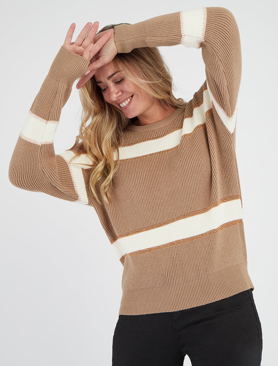 Pull à rayures irisées - Taupe