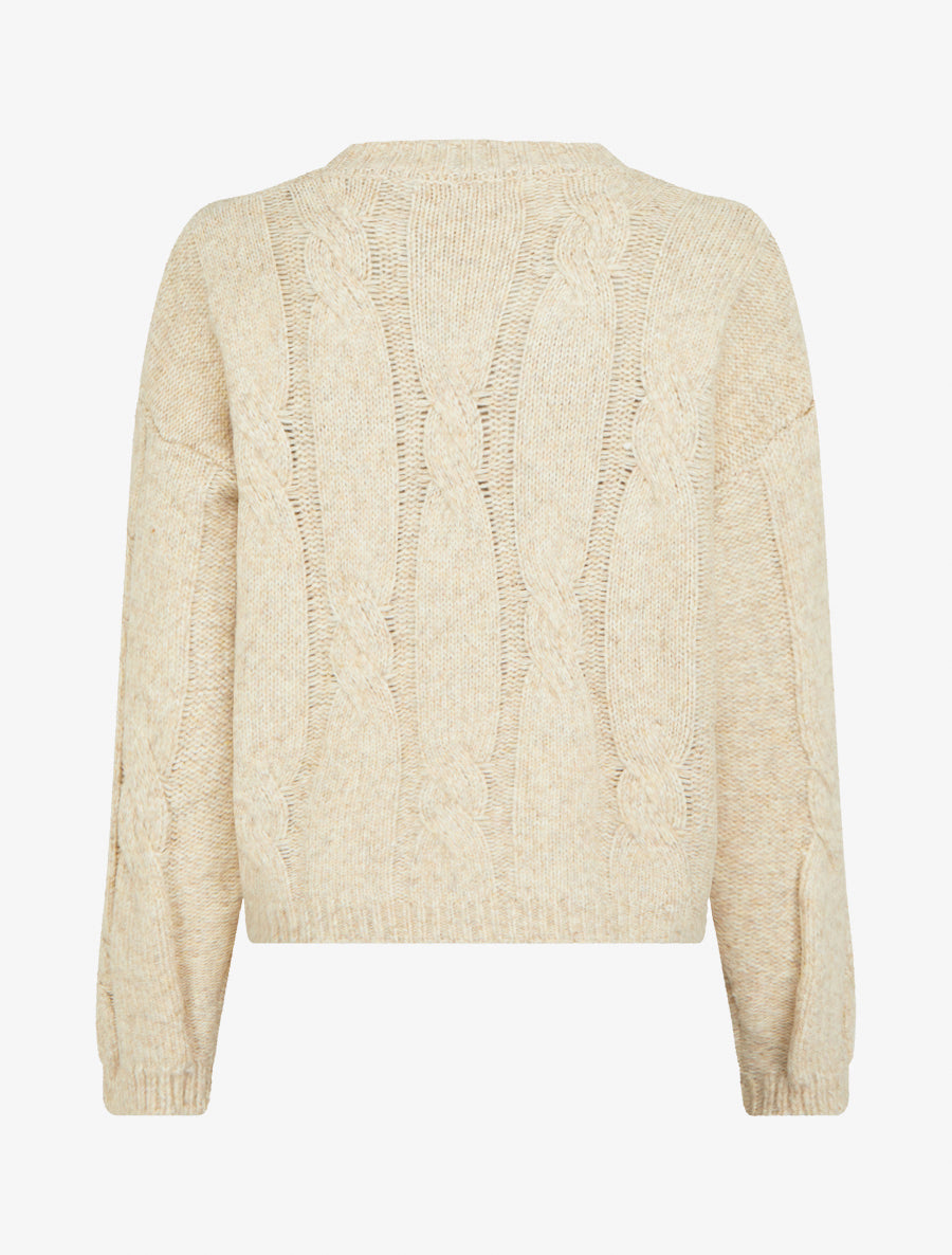 Pull uni à motif torsade - Beige - 2