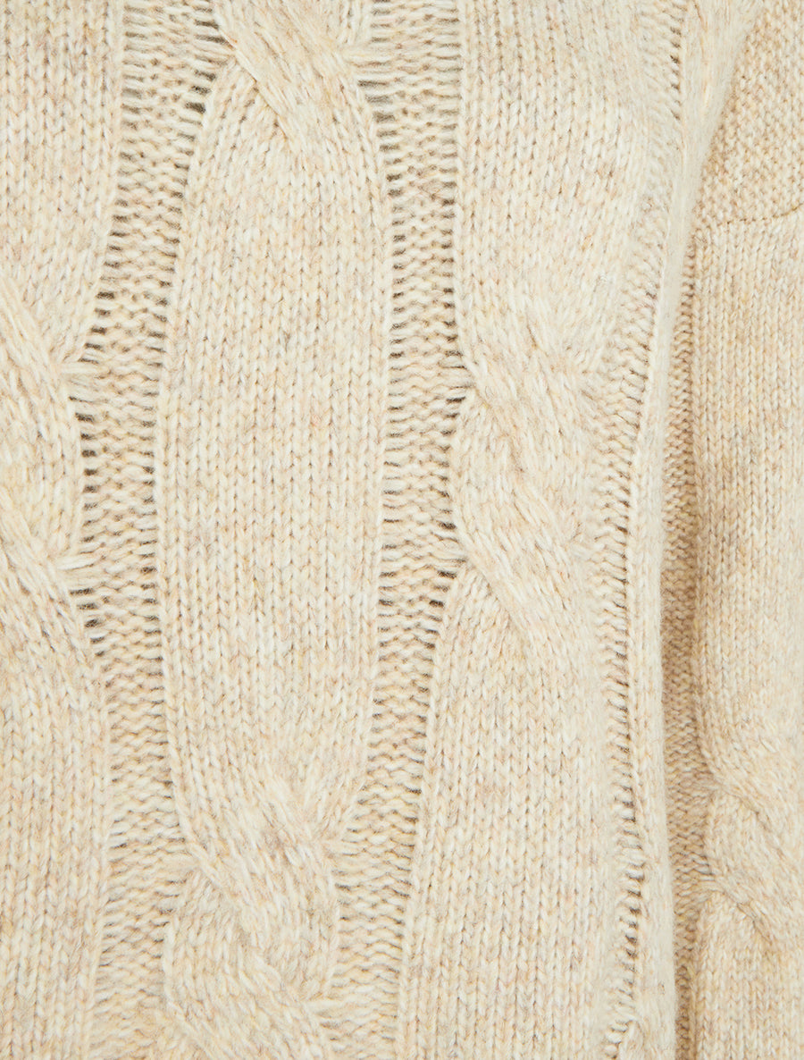 Pull uni à motif torsade - Beige - 3