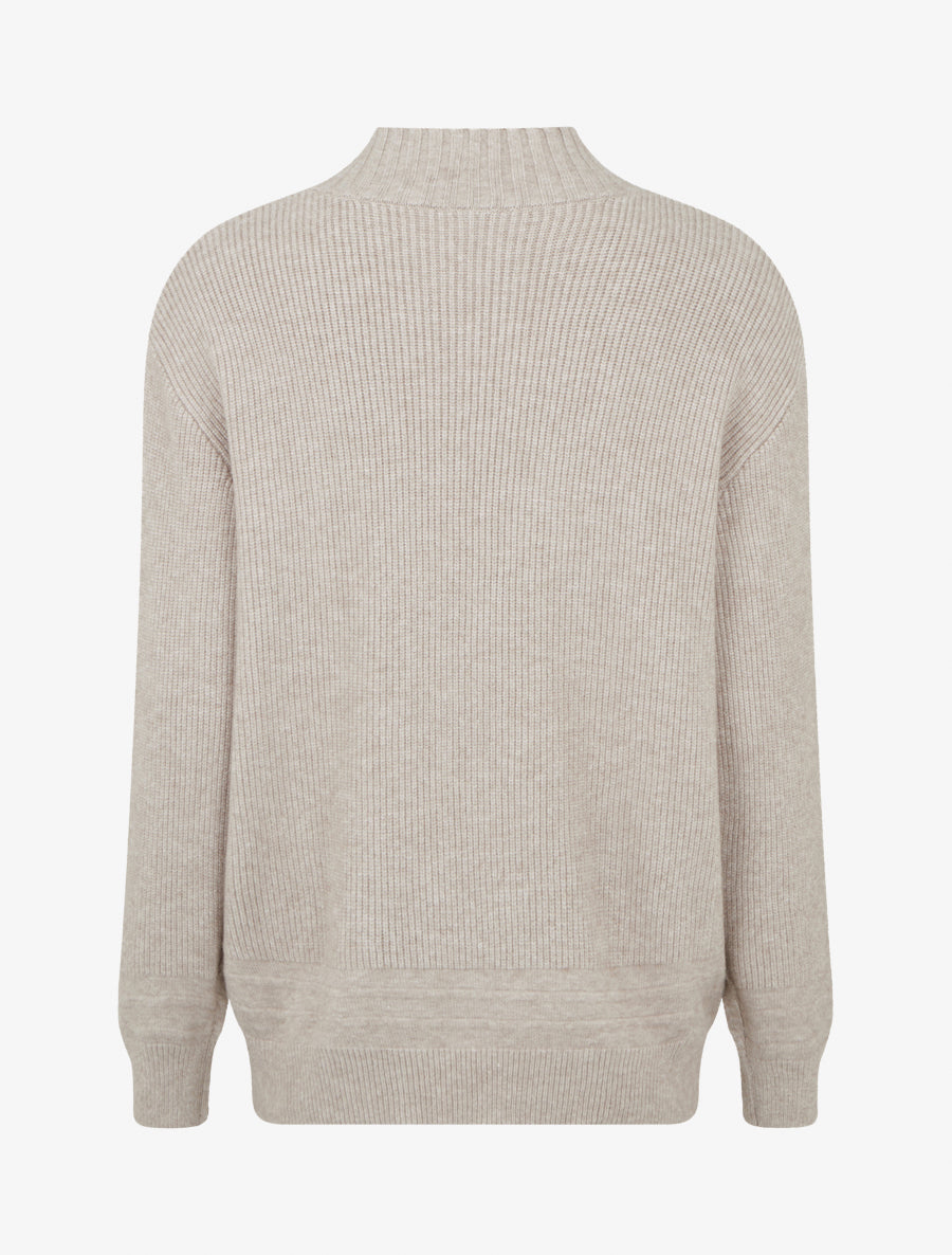 Pull droit uni côtelé - Taupe - 2