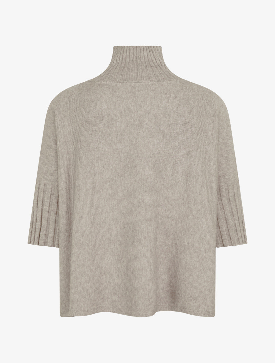 Pull coupe carrée à manches courtes - Taupe clair - 2