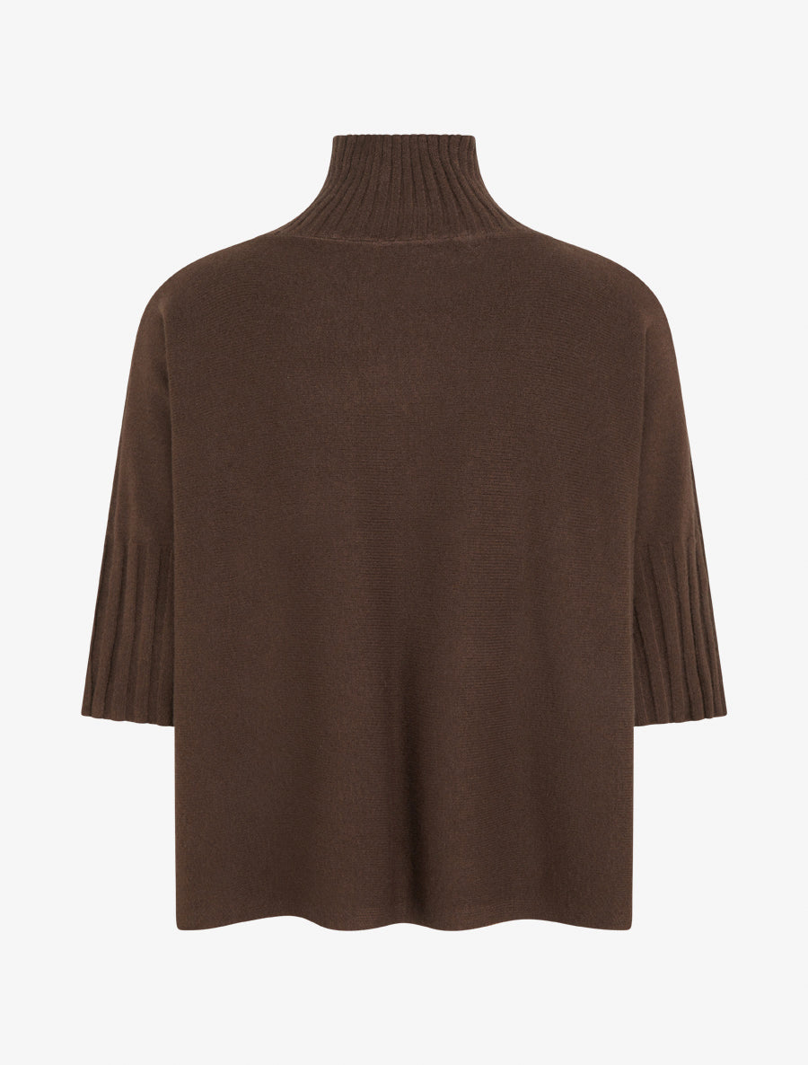 Pull coupe carrée à manches courtes - Marron - 2