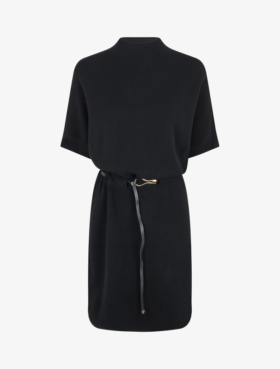 Robe pull droite à manches courtes - Noir - 1