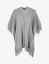 Poncho mi-long uni à franges - Gris - 1