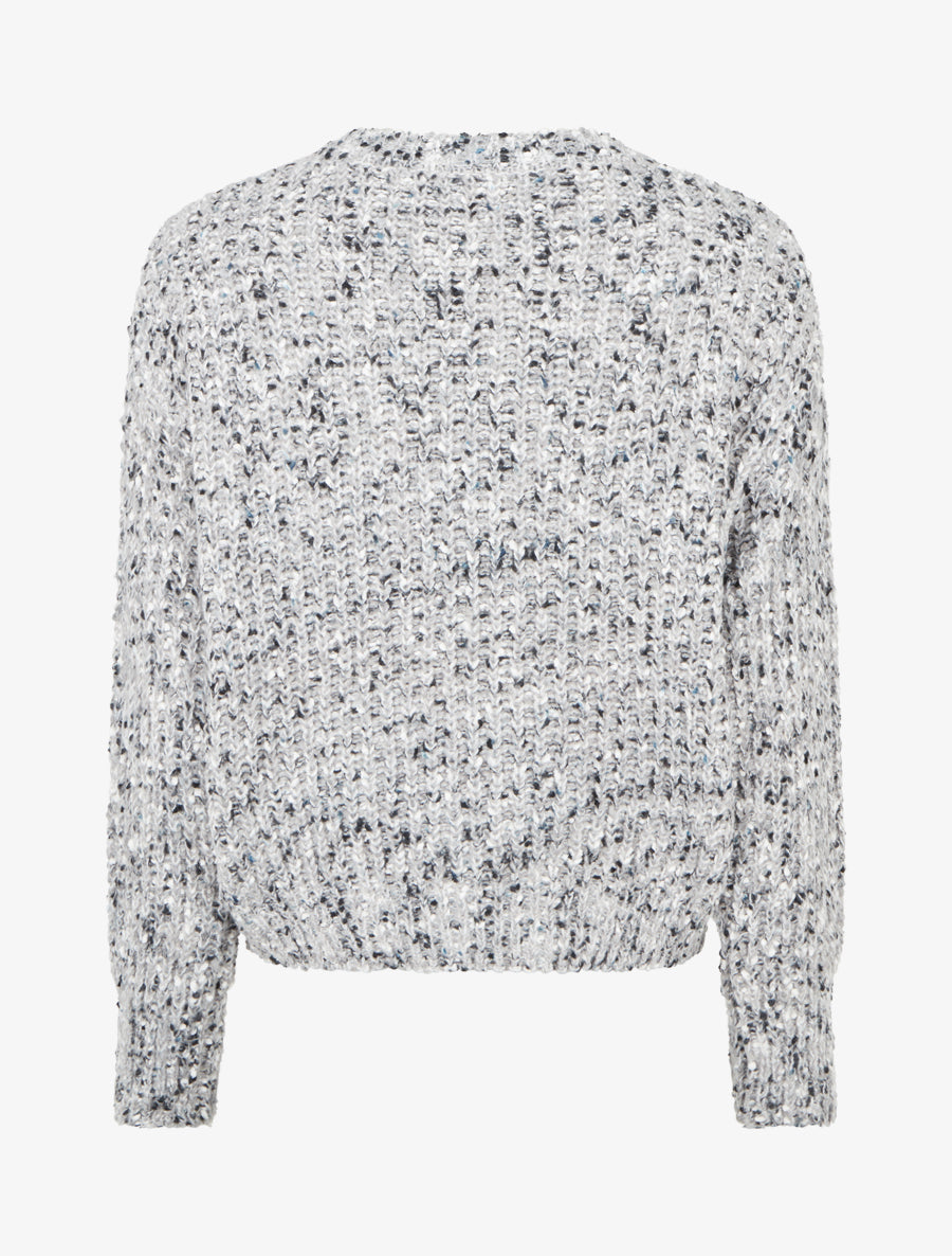 Pull droit moucheté en maille épaisse - Gris - 2