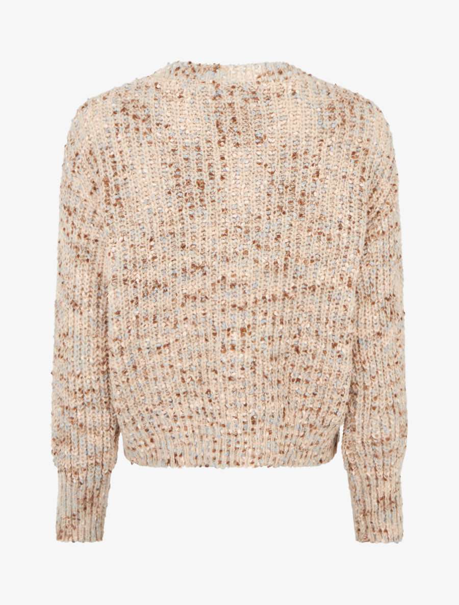 Pull droit moucheté en maille épaisse - Beige - 2