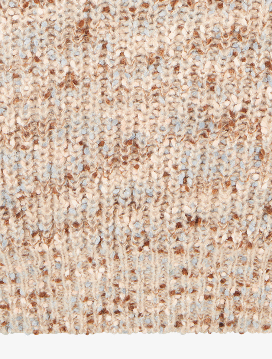 Pull droit moucheté en maille épaisse - Beige - 3