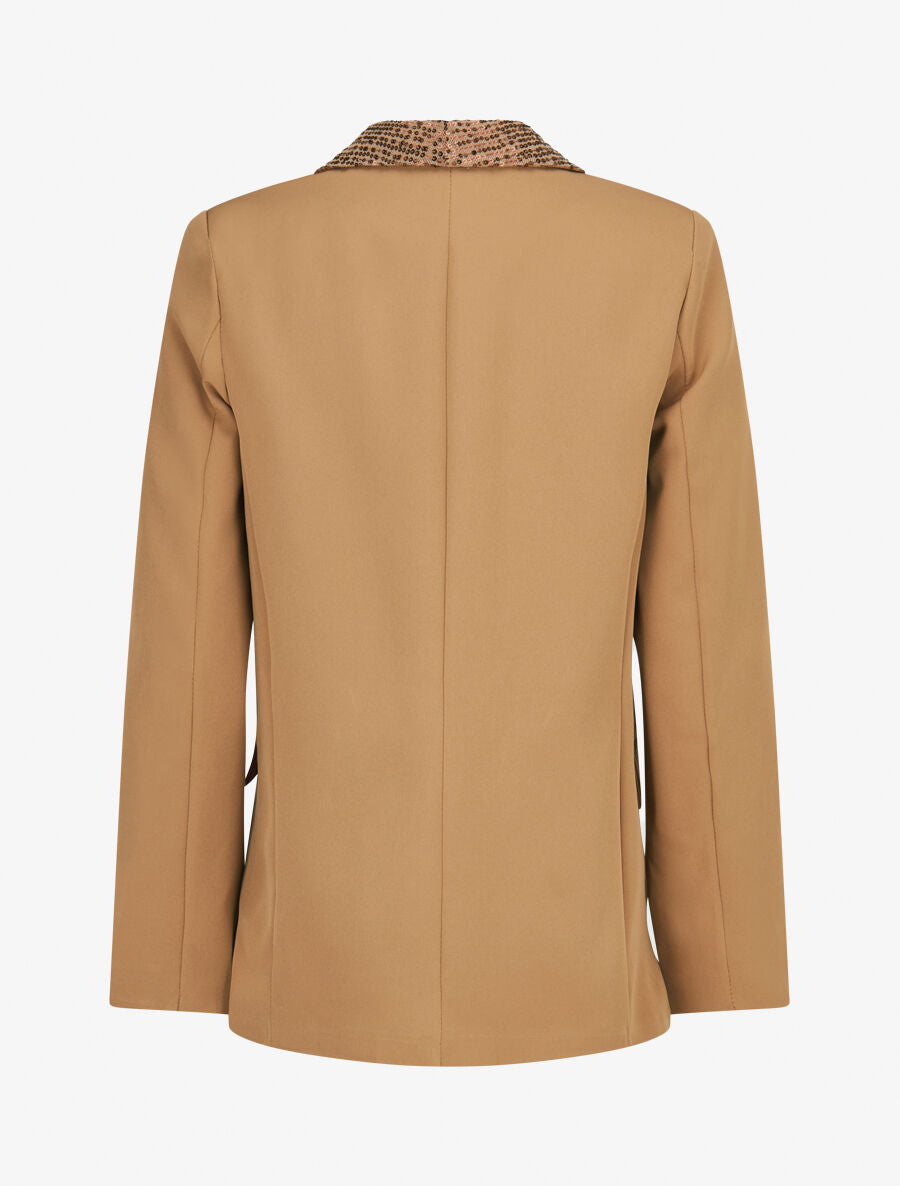 Blazer col à sequins - Taupe - 2