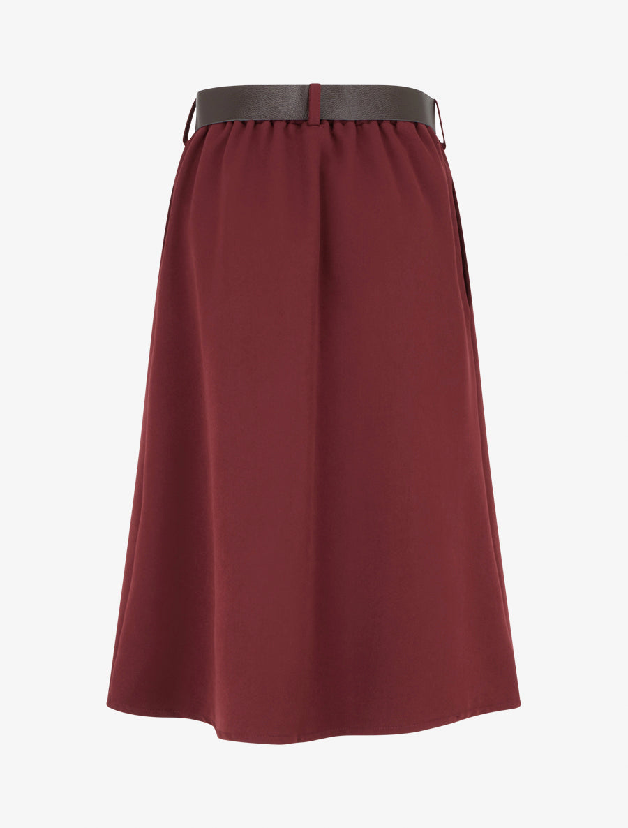 Jupe mi-longue style portefeuille - Bordeaux - 2