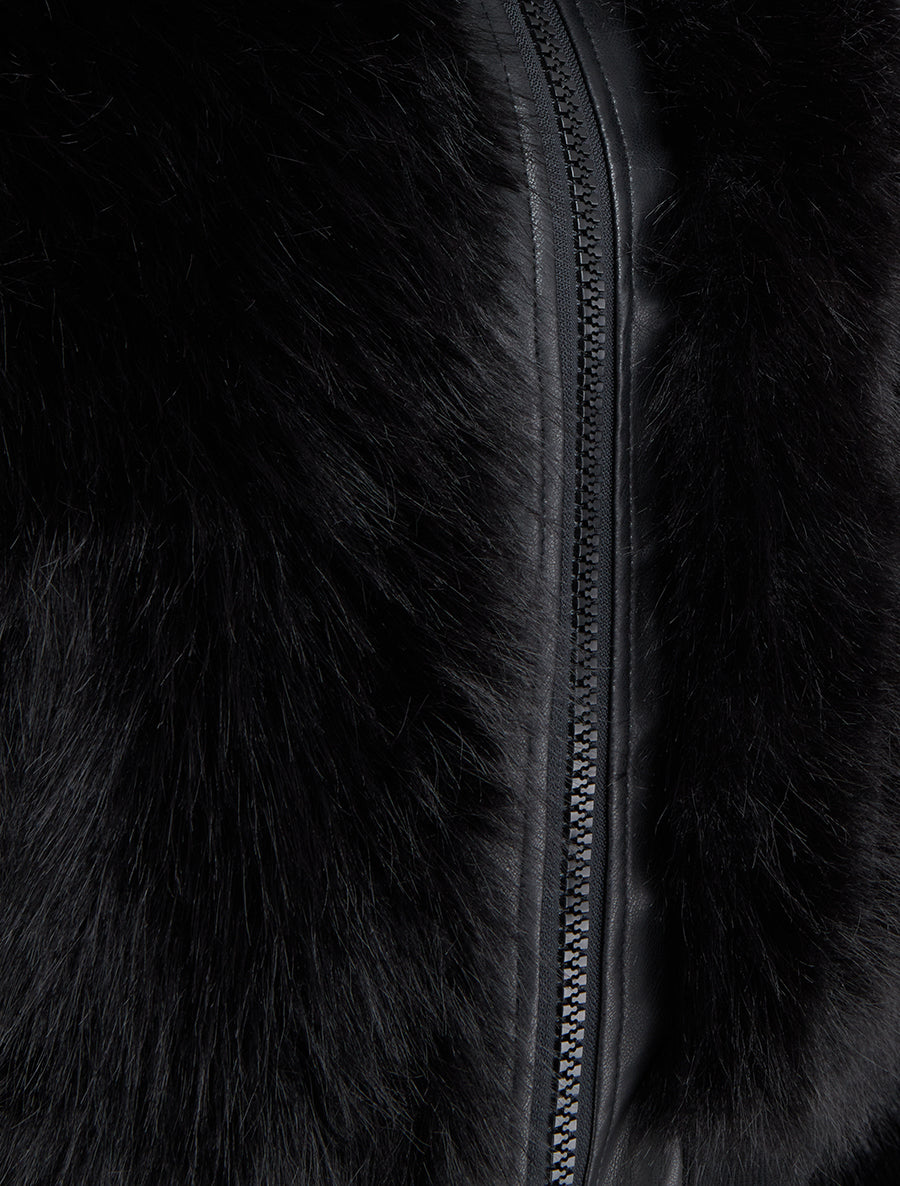 Blouson à empiècement fourrure synthétique - Noir - 3
