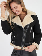 Blouson zippé style aviateur - Noir