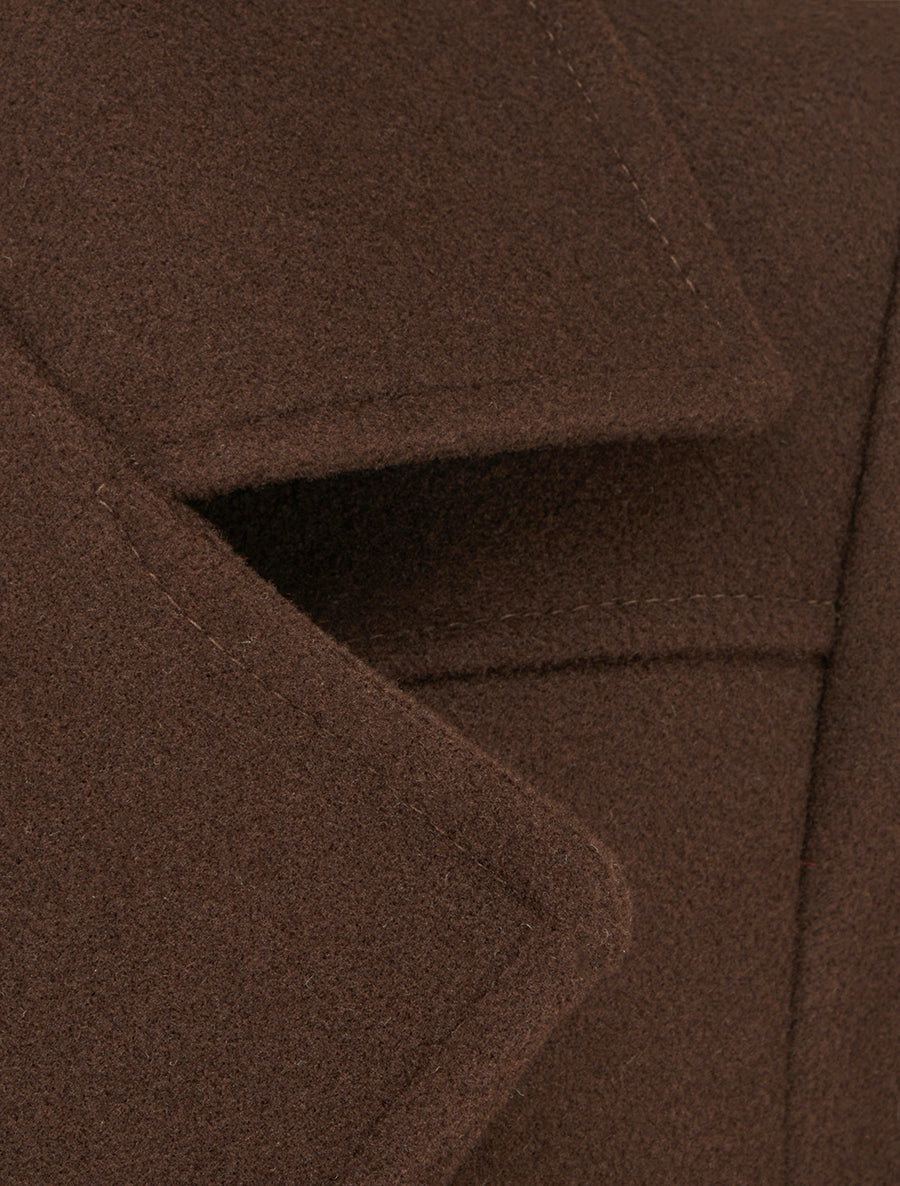 Manteau droit à pans croisés - Marron - 3