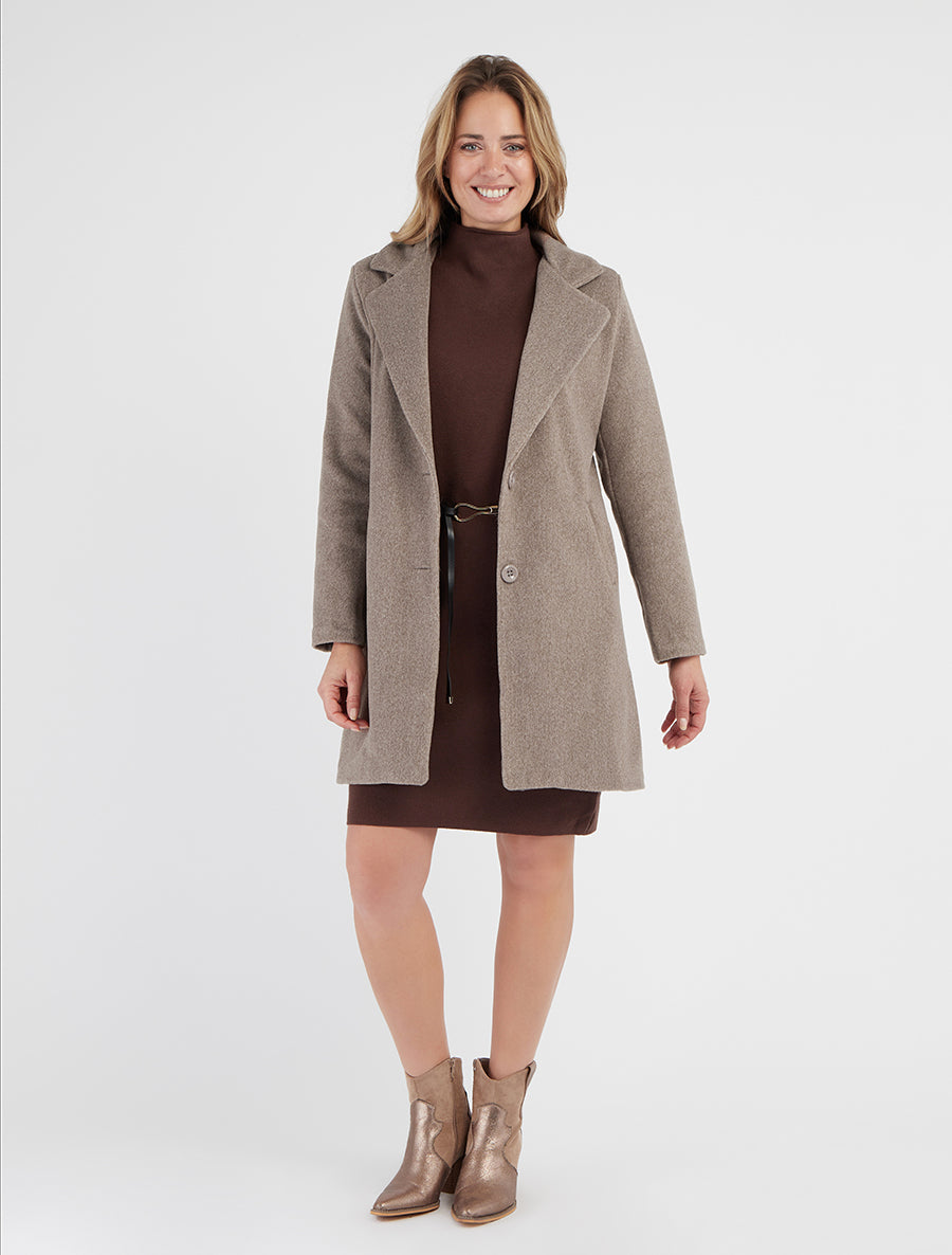 Manteau droit long - Taupe