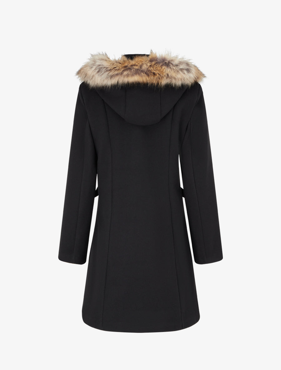 Manteau long à capuche et zip - Noir - 2