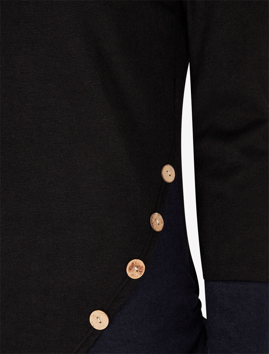 Pull fin à col rond stylisé - Noir/marine - 3