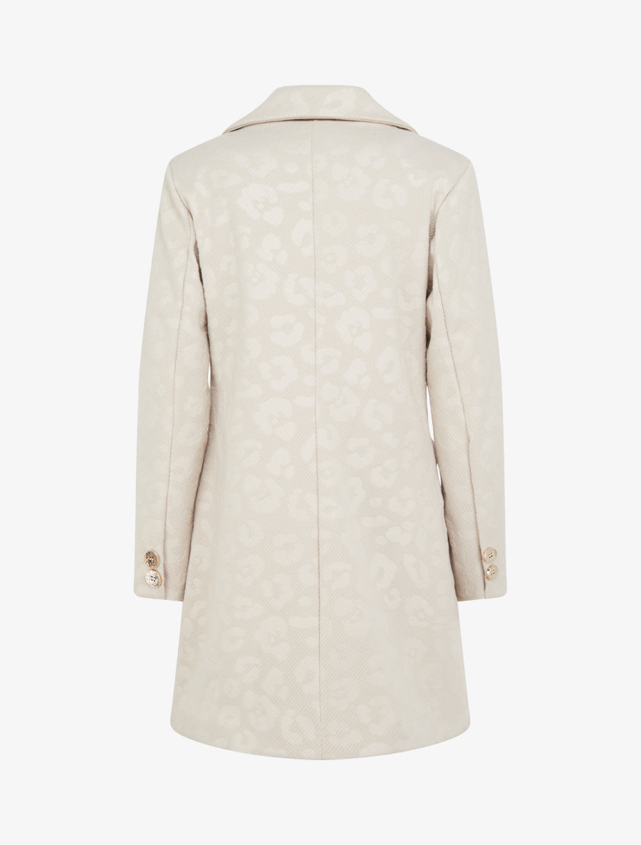 Manteau droit à motif léopard - Beige - 2
