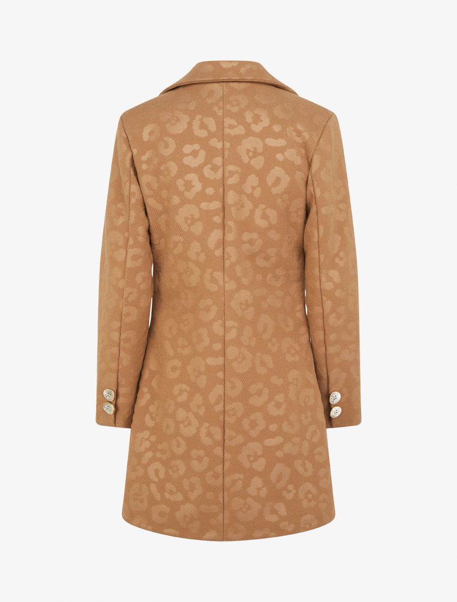 Manteau droit à motif léopard - Camel - 2