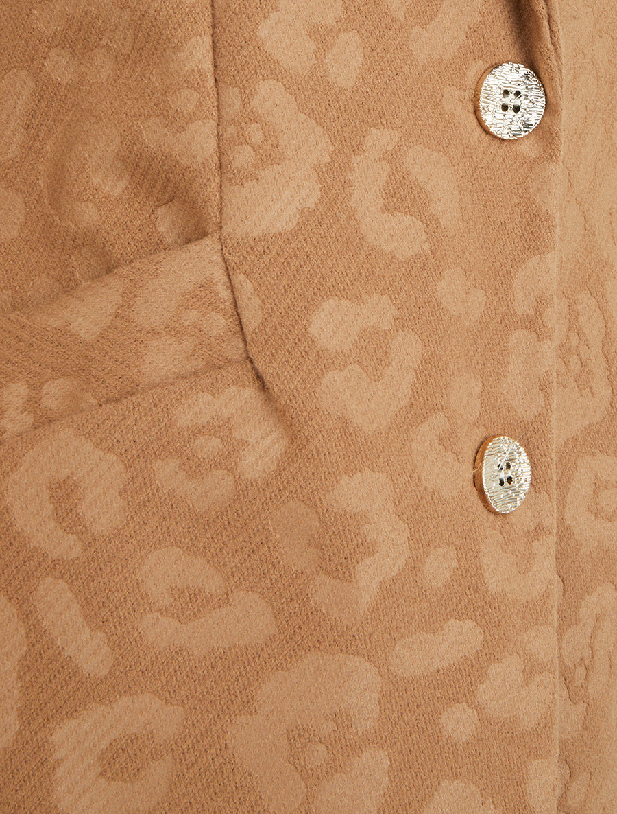 Manteau droit à motif léopard - Camel - 3