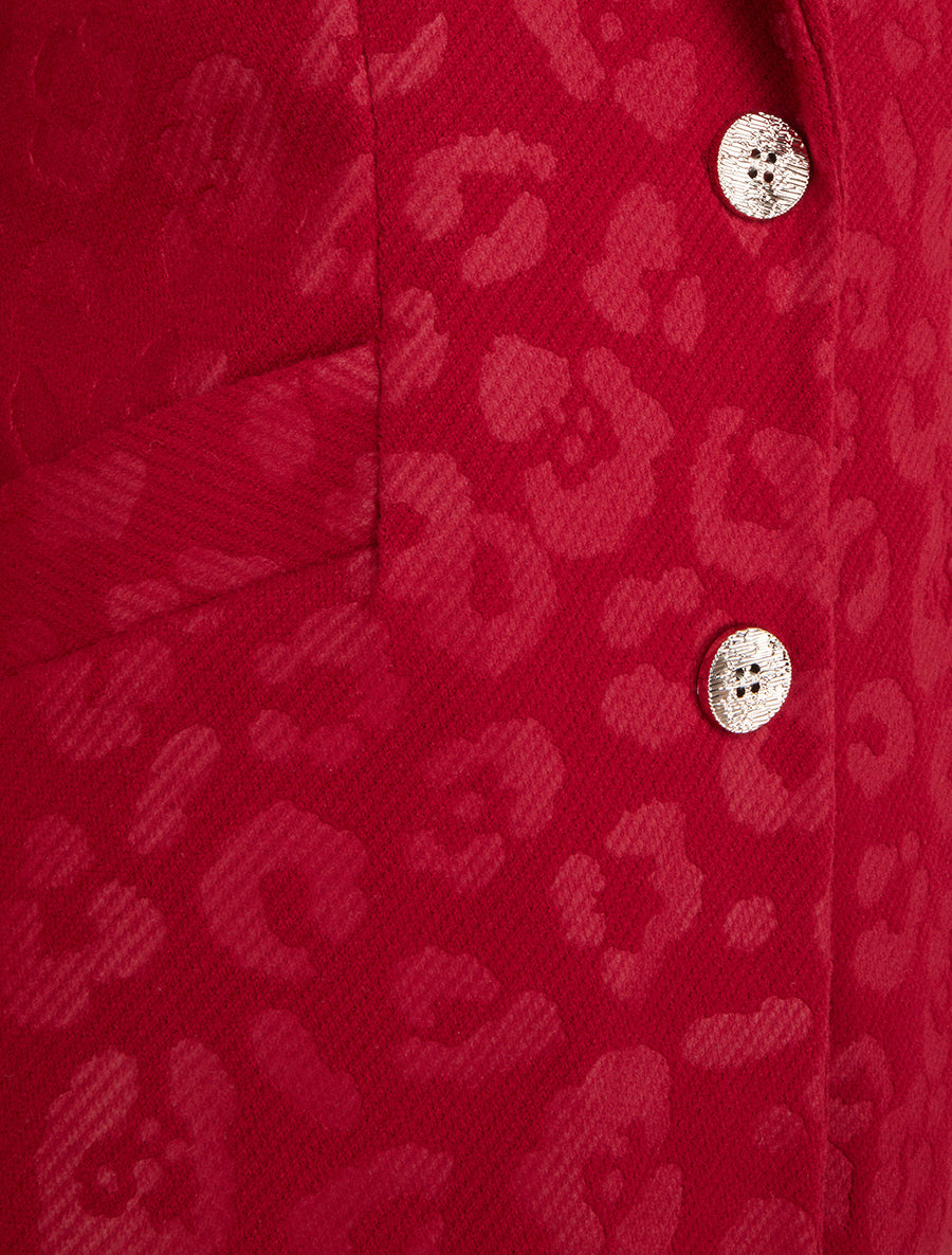 Manteau droit à motif léopard - Rouge - 3