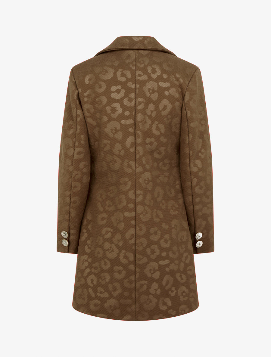 Manteau droit à motif léopard - Marron - 2