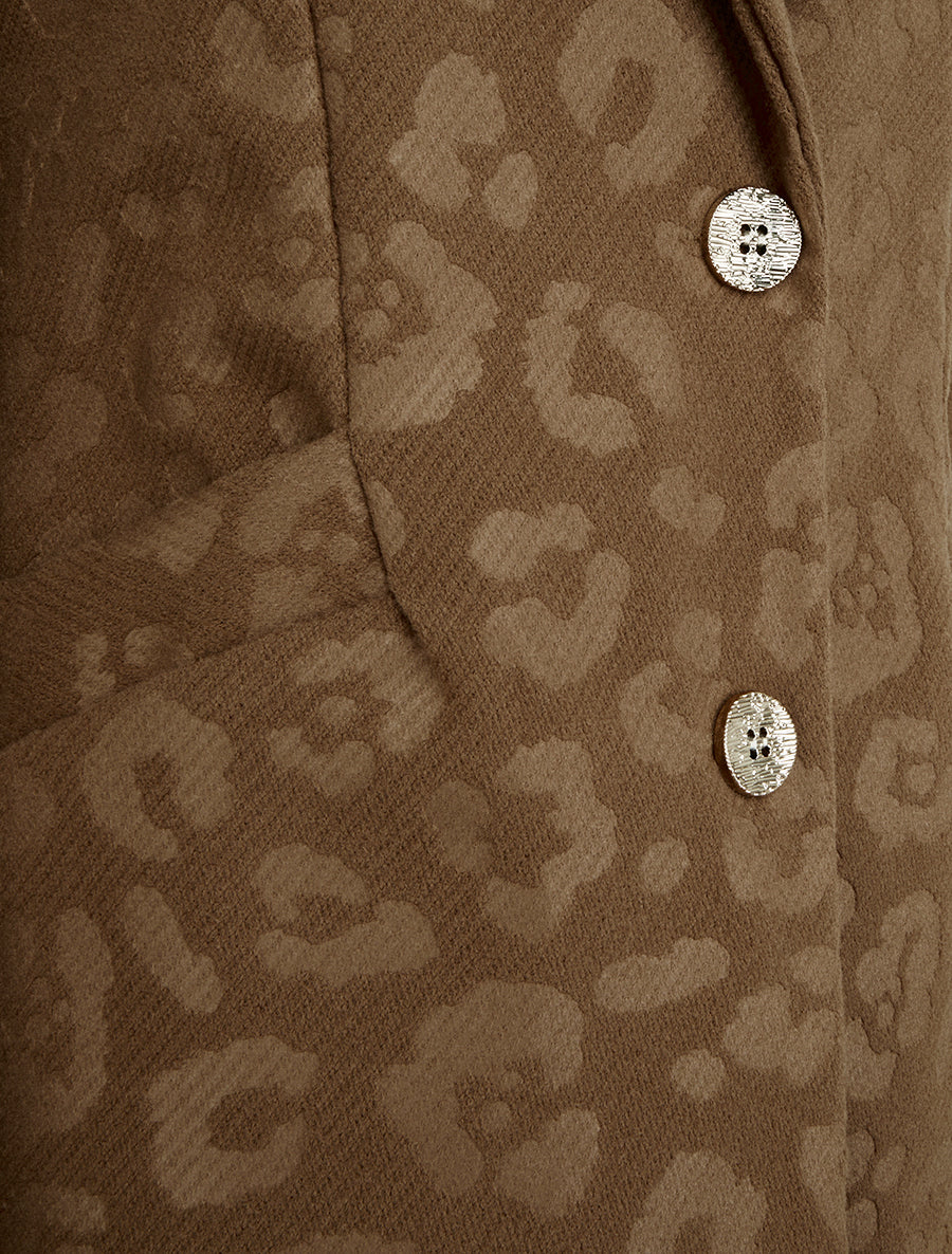 Manteau droit à motif léopard - Marron - 3