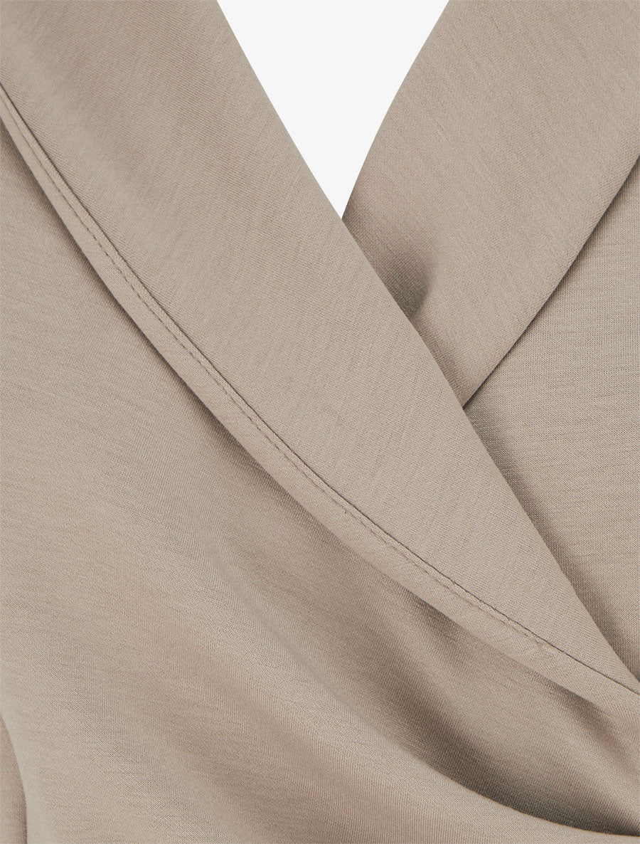 Combinaison unie à pan et boutons décoratifs - Beige - 3