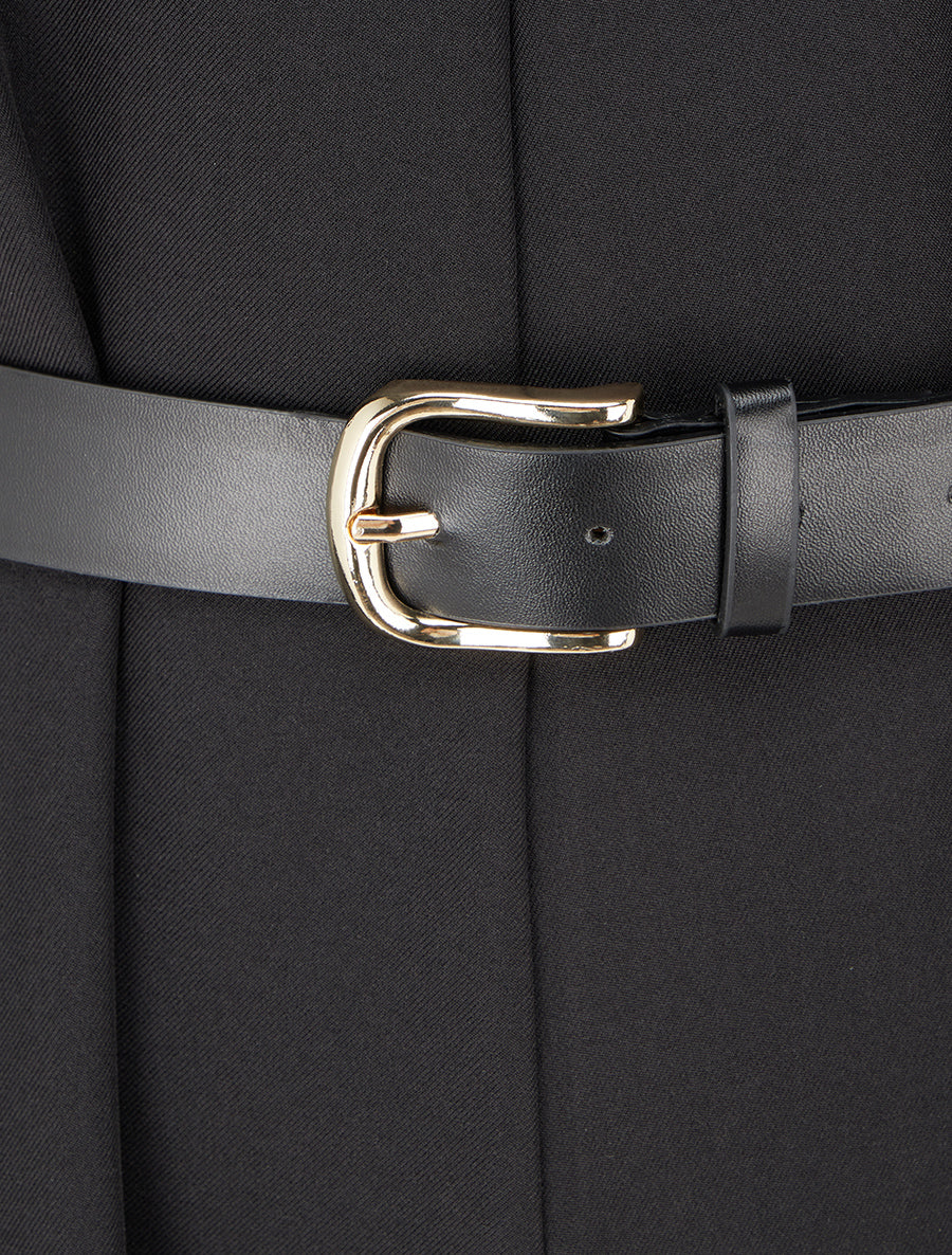 Combinaison ample sans manches à col à revers - Noir - 3