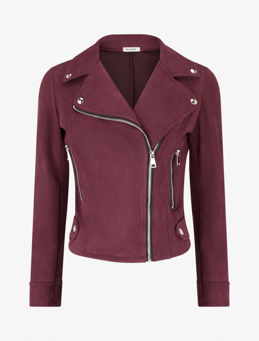 Veste en suédine à fermeture zippée - Prune