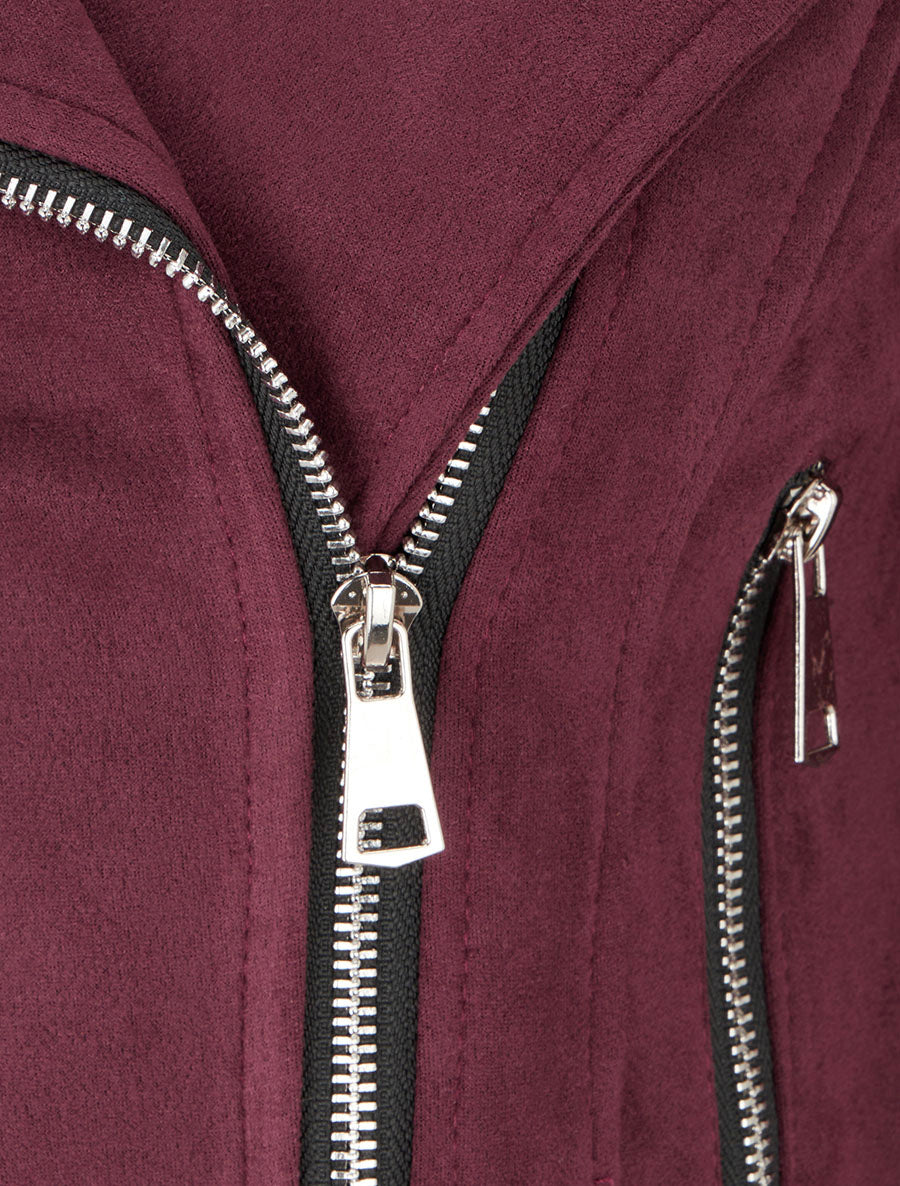 Veste en suédine à fermeture zippée - Prune
