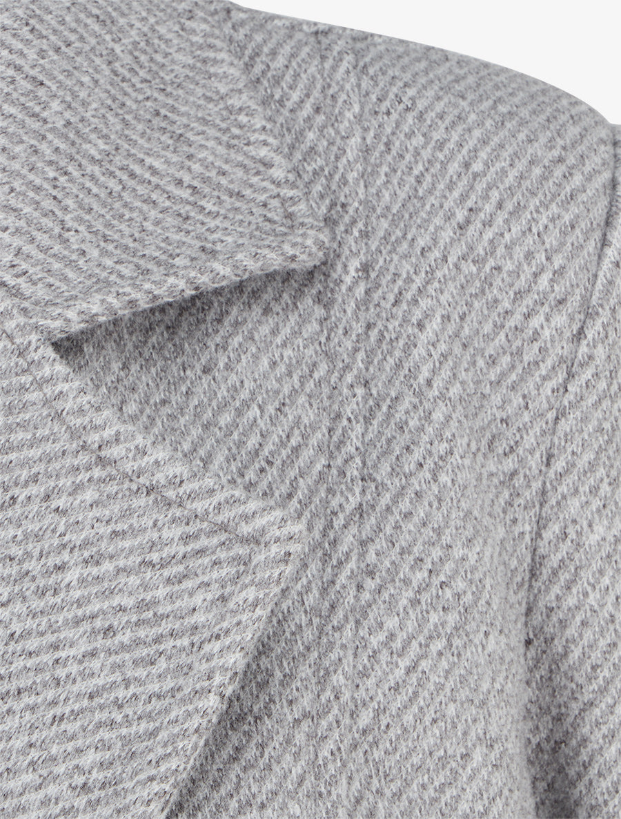 Manteau en laine mélangéee à col cranté - Gris - 3