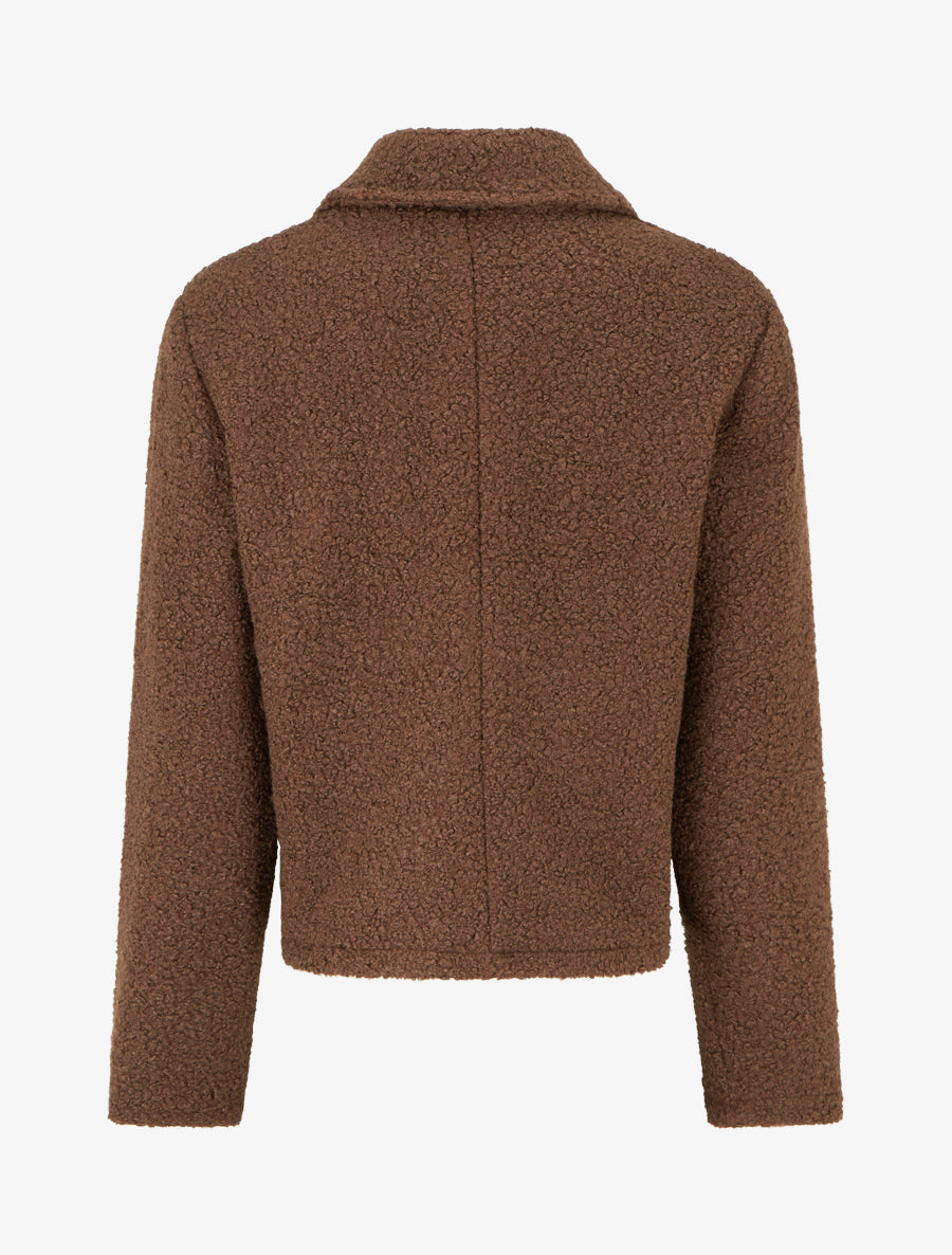 Manteau court effet laine bouclée - Marron - 2