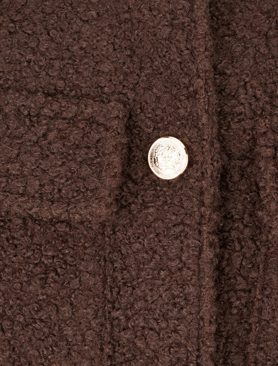Manteau court effet laine bouclée - Marron - 3