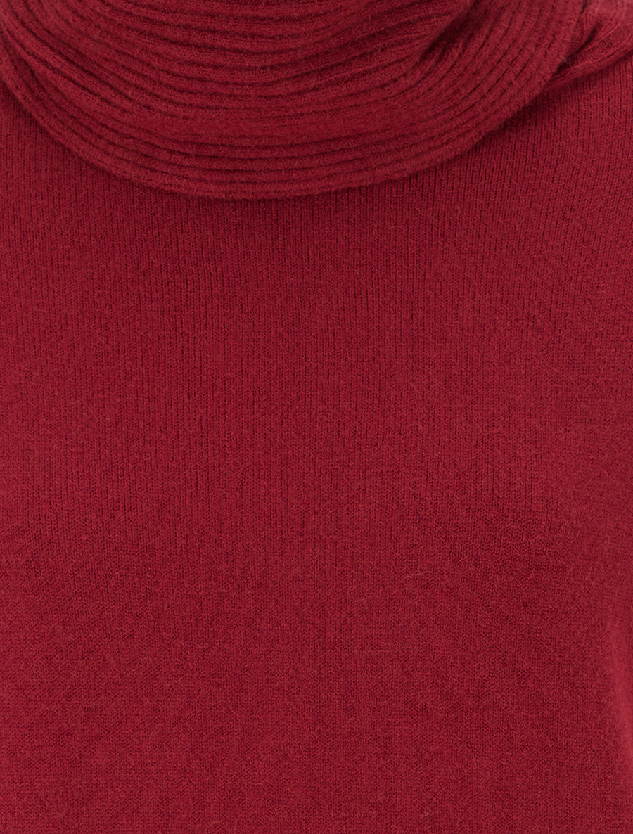 Pull droit à col roulé lâche - Bordeaux - 3