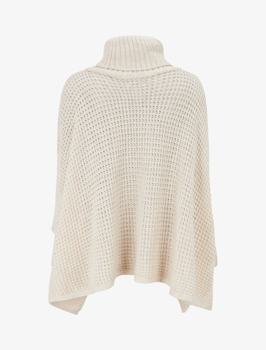 Pull carré style poncho à col roulé - Beige - 2