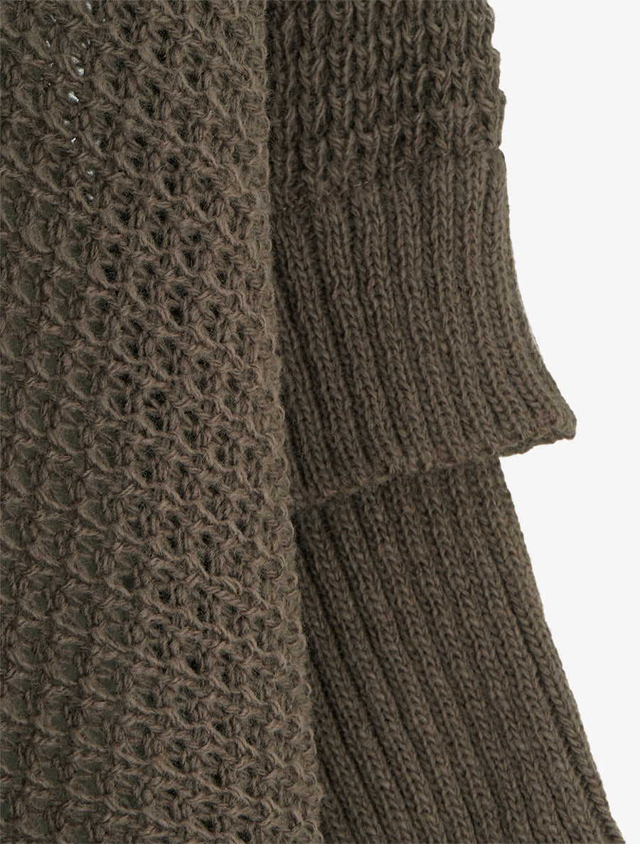 Pull carré style poncho à col roulé - Kaki - 3