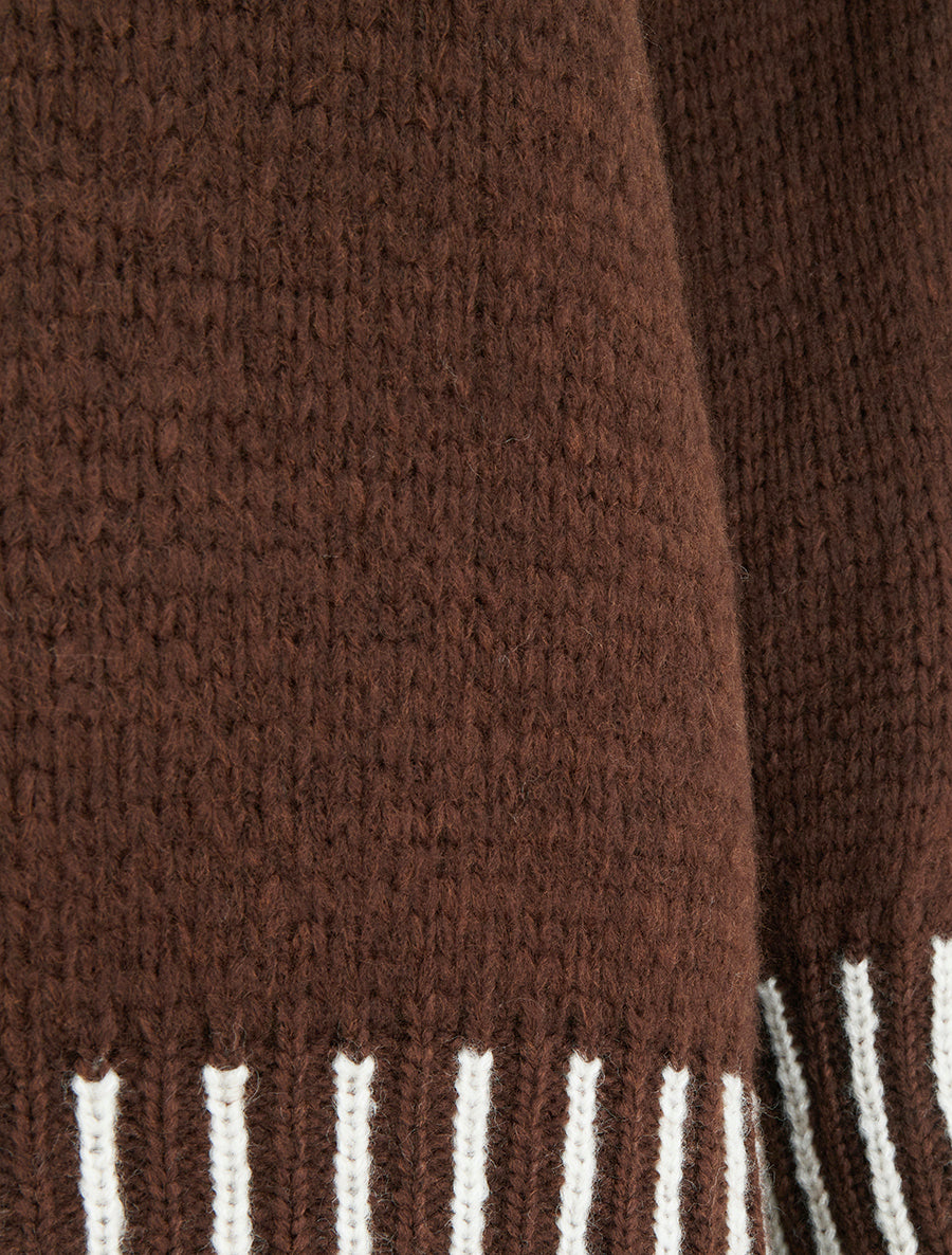 Pull en maille à col montant - Marron - 3