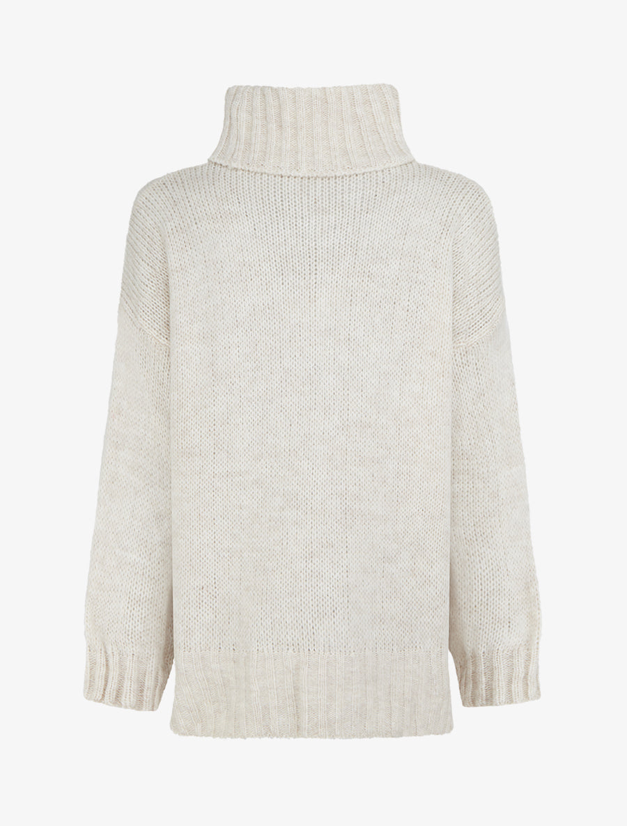 Pull coupe carrée à col roulé - Beige clair - 2