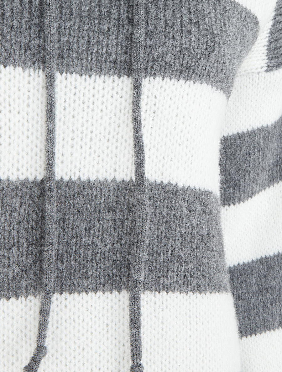 Pull rayé à capuche - Gris - 3