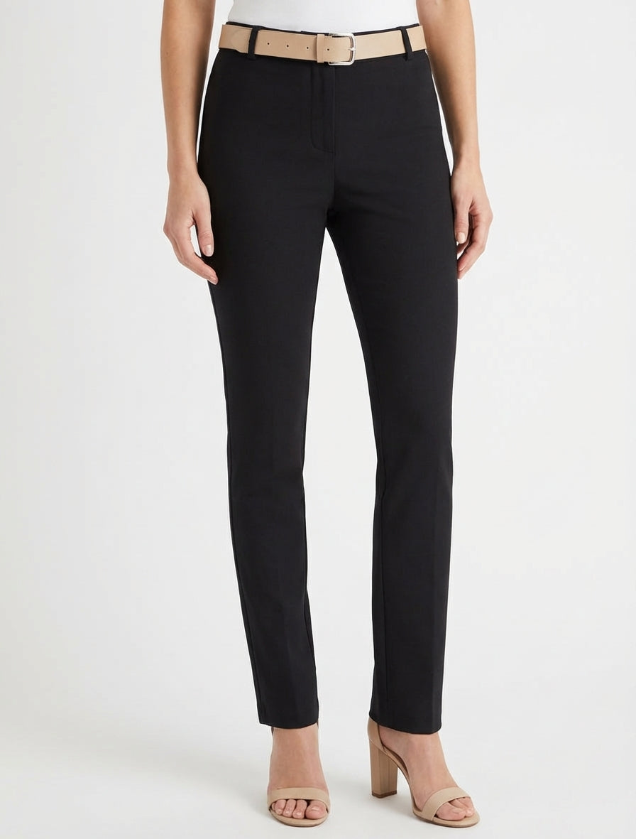 Pantalon droit avec ceinture - Noir