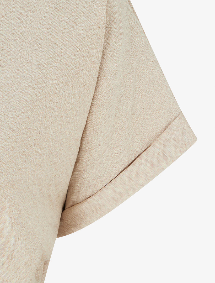 Combinaison unie à manches courtes - Beige - 3