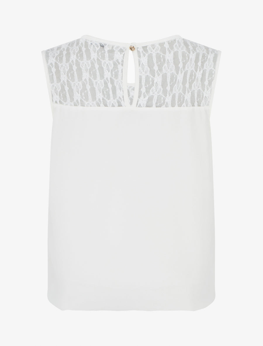 Top boule sans manches à dentelle - Blanc - 2