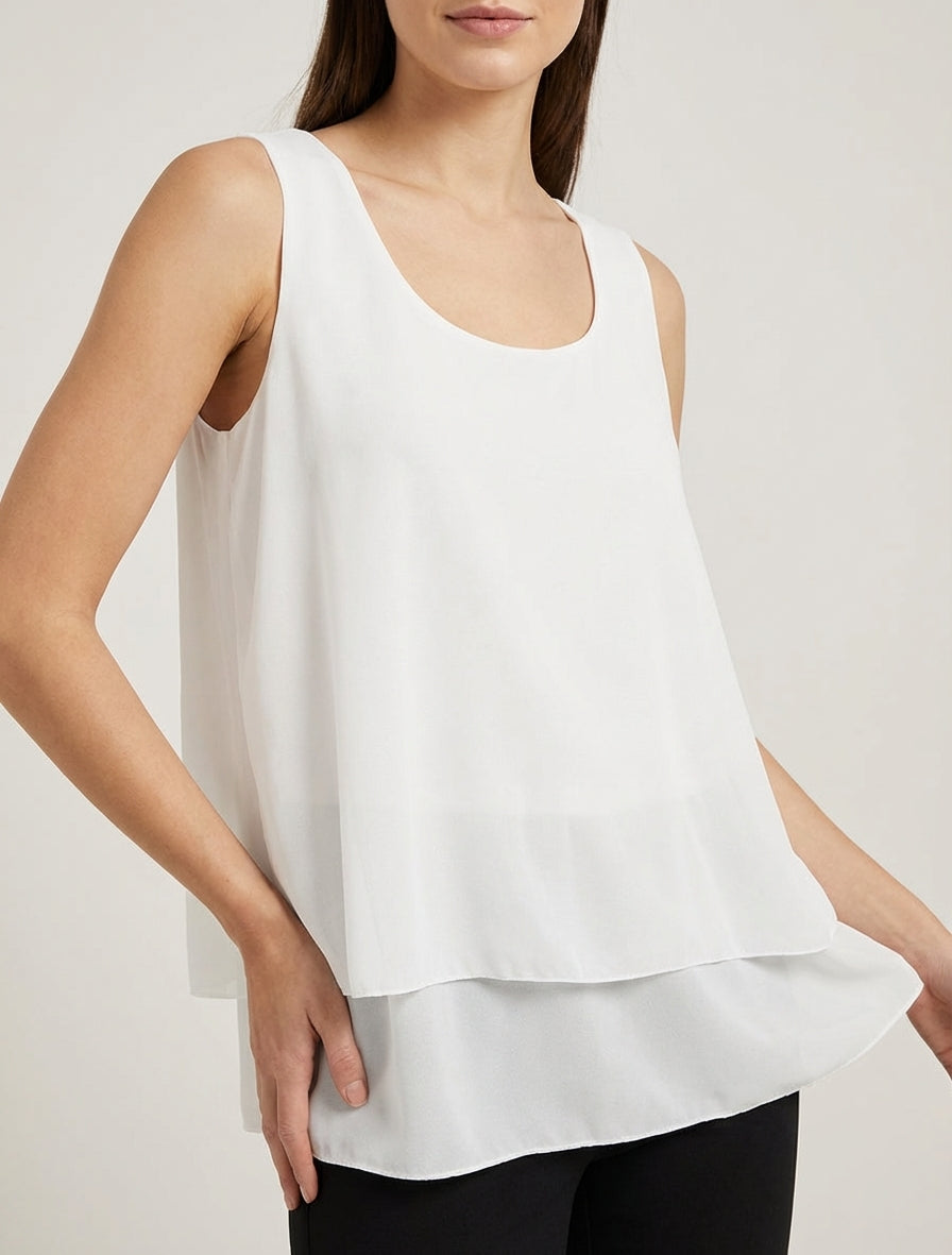 Top en voile sans manches - Blanc