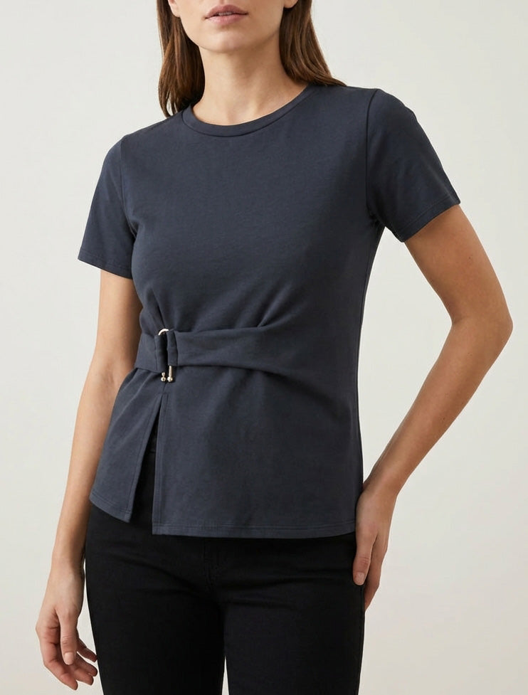 Top bord fendu à boucle - Bleu nuit