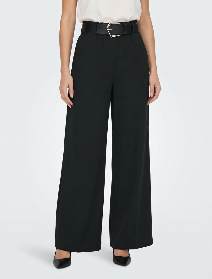 Pantalon ample à ceinture incluse - Noir